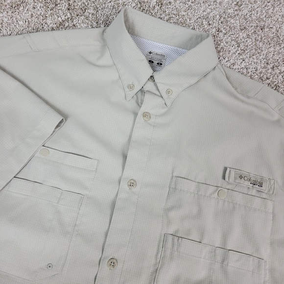 Columbia Other - Columbia PFG Omni Shade Mens Large Beige Vented Button Down Short Sleeve
